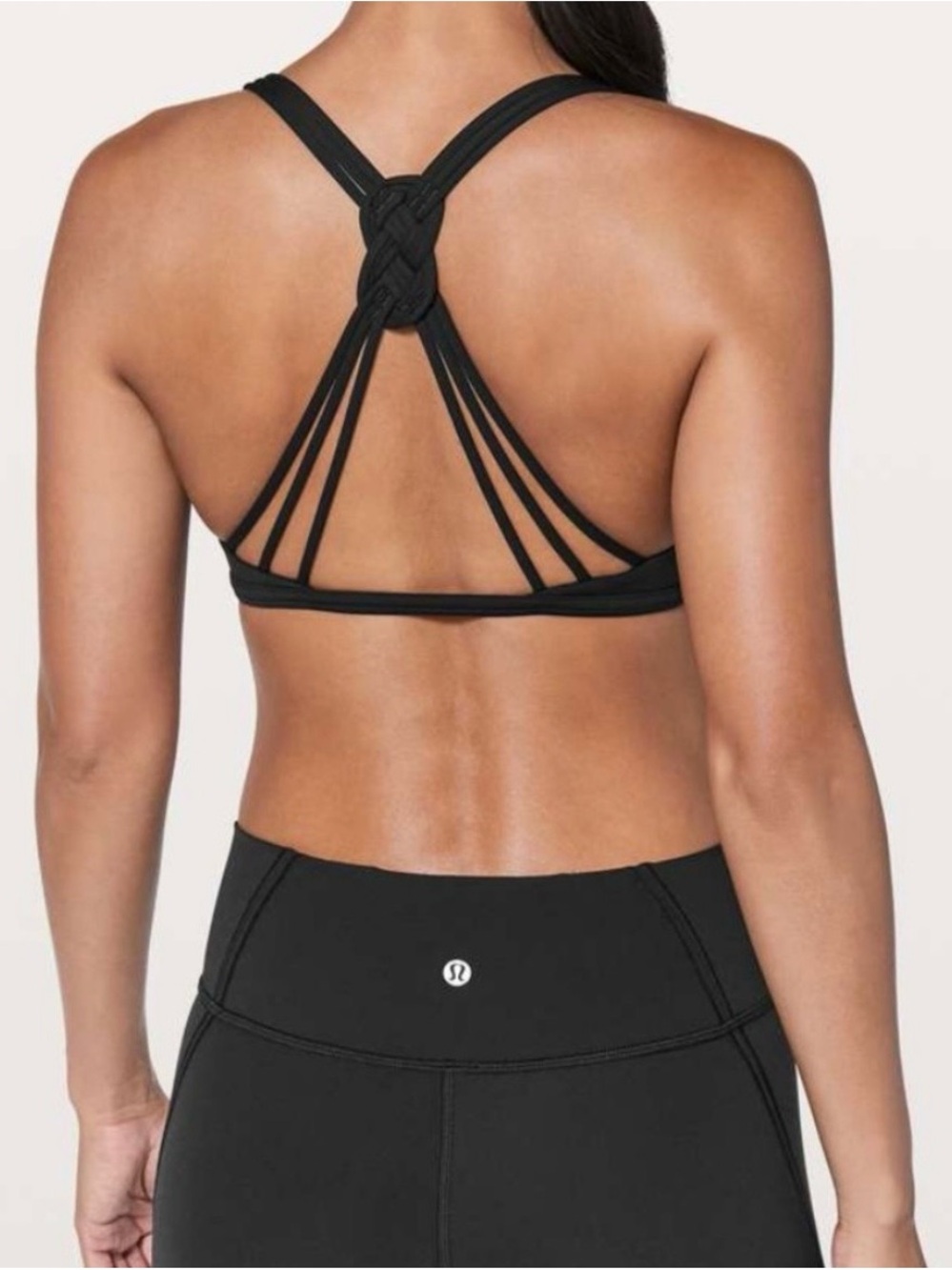 Lululemon Love Knot Bra Black Strappy Yoga Sports Bra Size 8